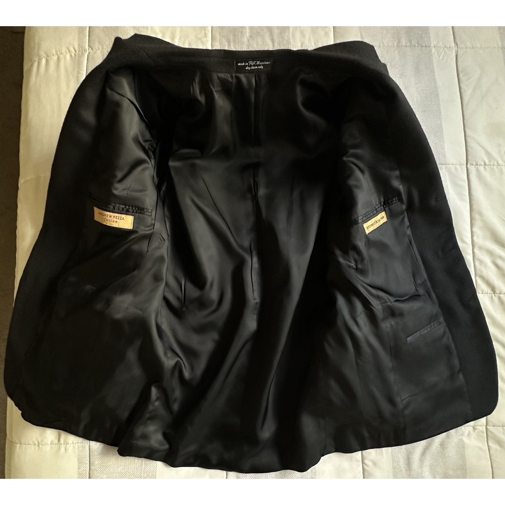Andrew Fezza Fusion Lambswool and Cashmere Blazer 42R Black Three Button - Picture 7 of 11